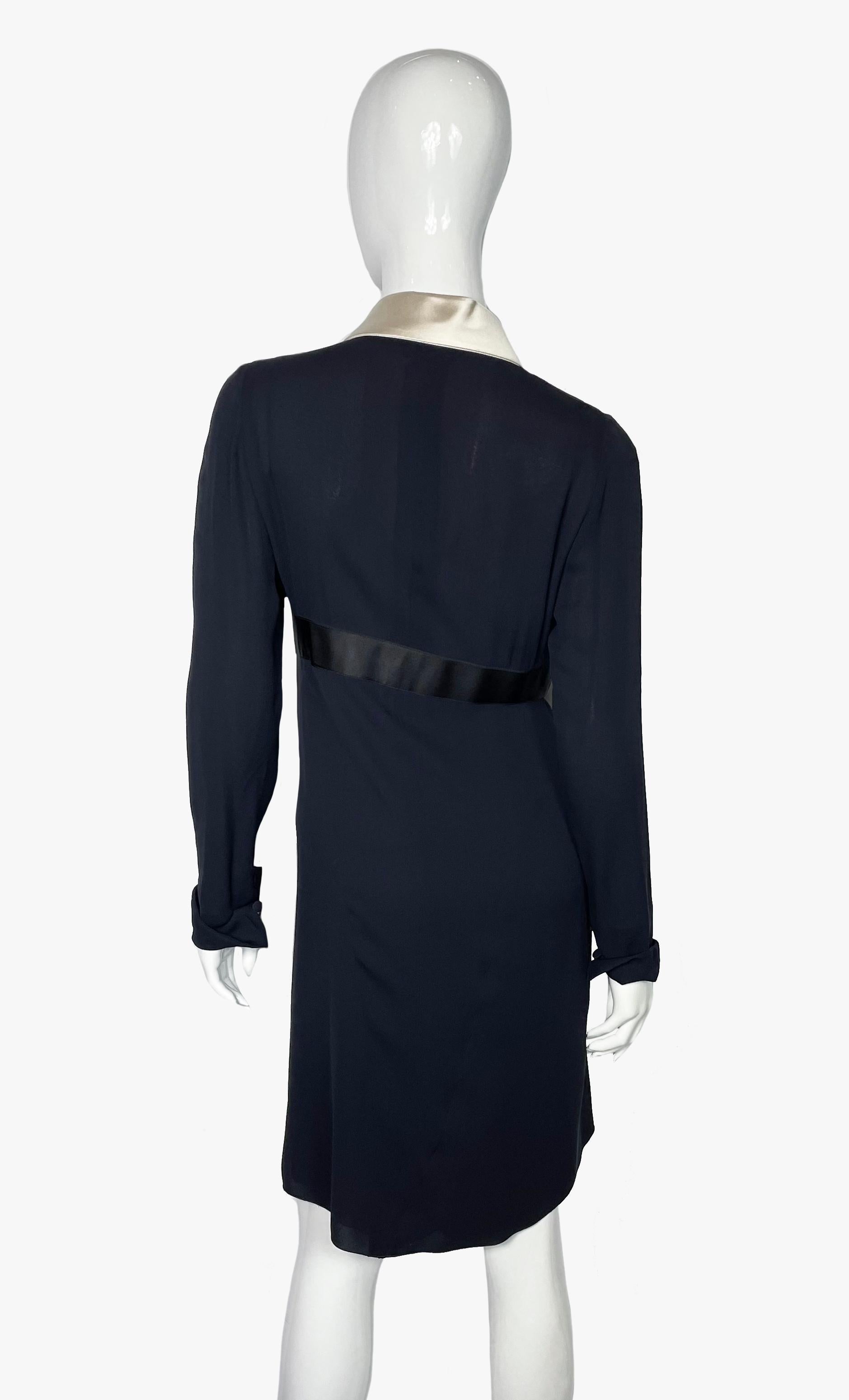 Women's Chanel Boutique Vintage Silk Dark Blue Dress, 1990s