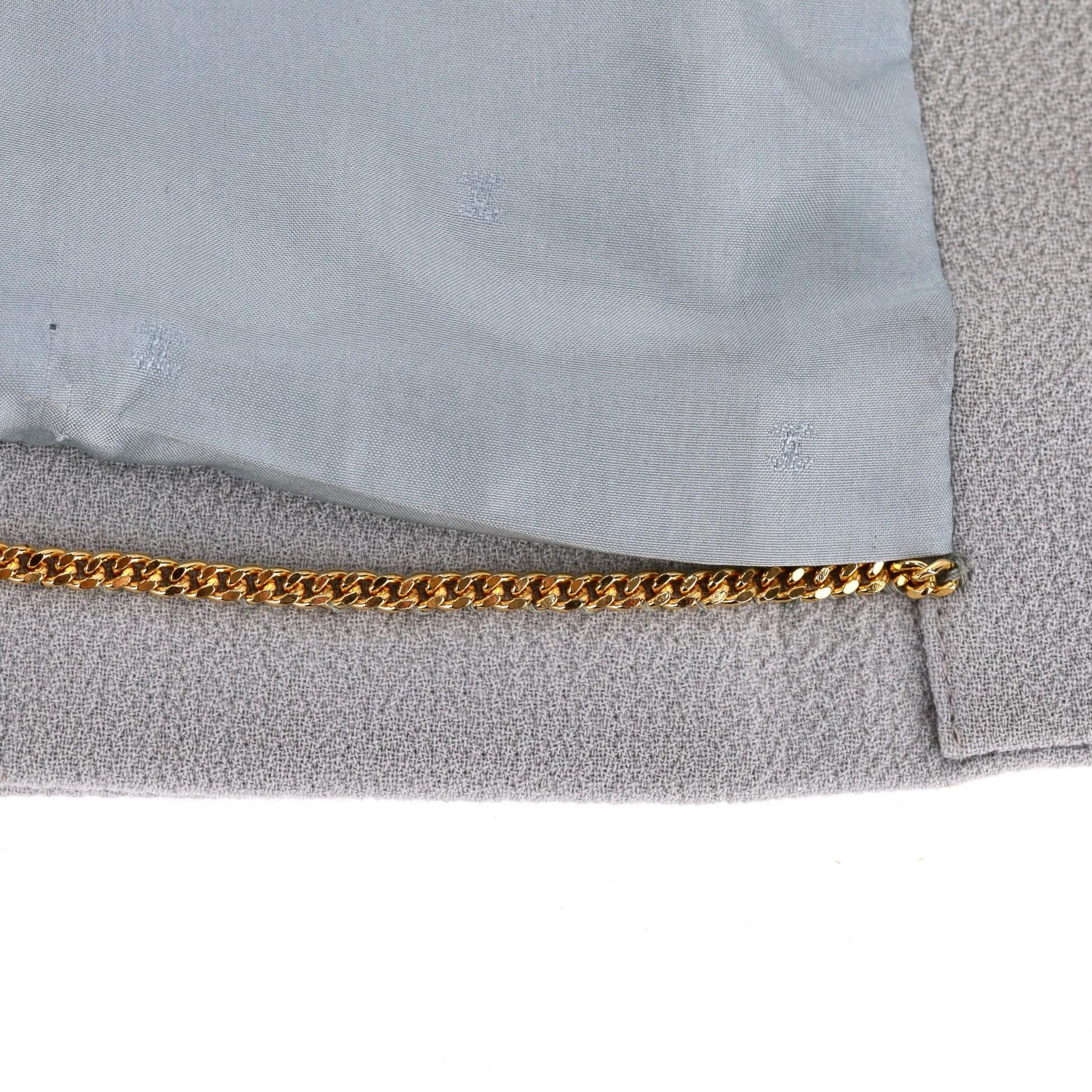 Chanel Boutique Vintage Veste en laine avec bordure en cuir en vente 1
