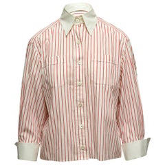 Chanel Boutique White & Red Striped Button-Up