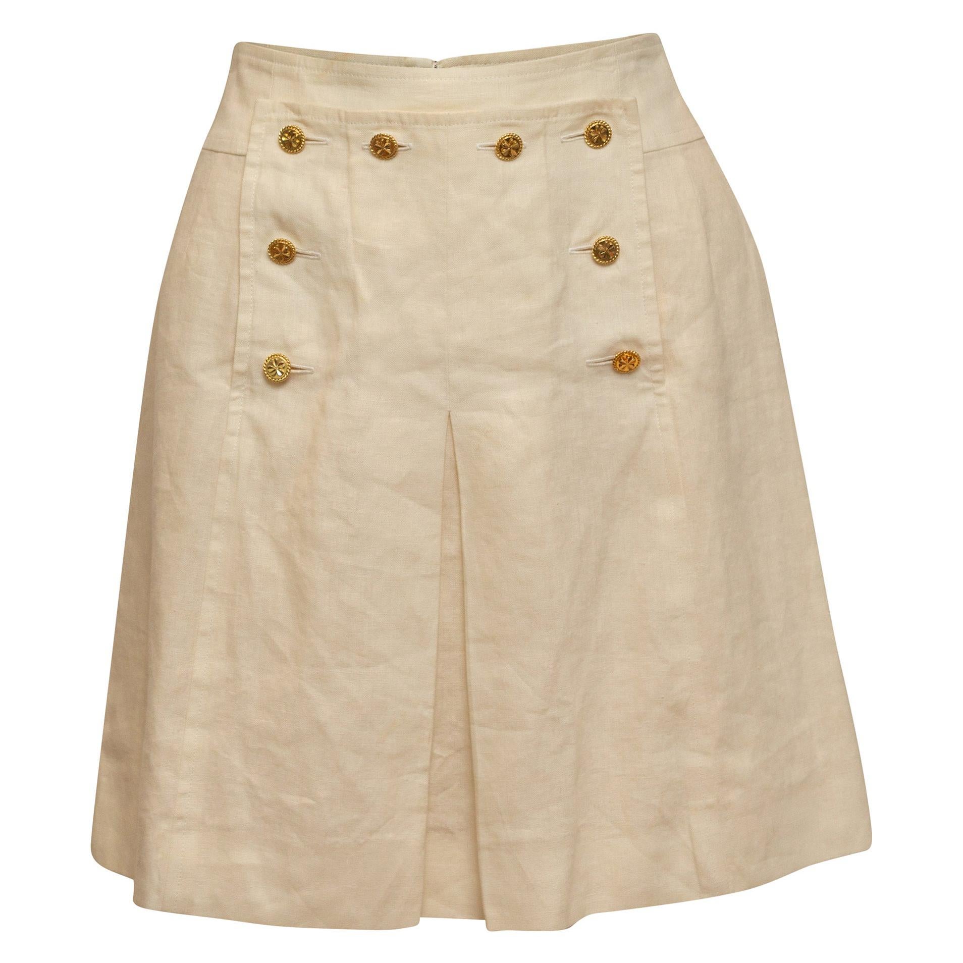 Chanel Boutique White Sailor Skirt
