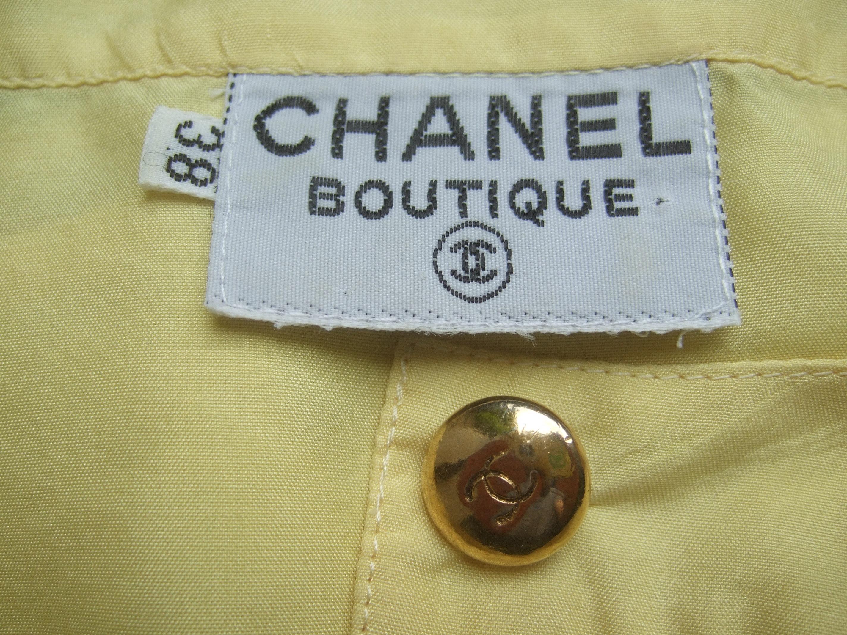 Chanel Boutique Yellow Silk Blouse with Chanel Gilt Buttons c 1980s 2