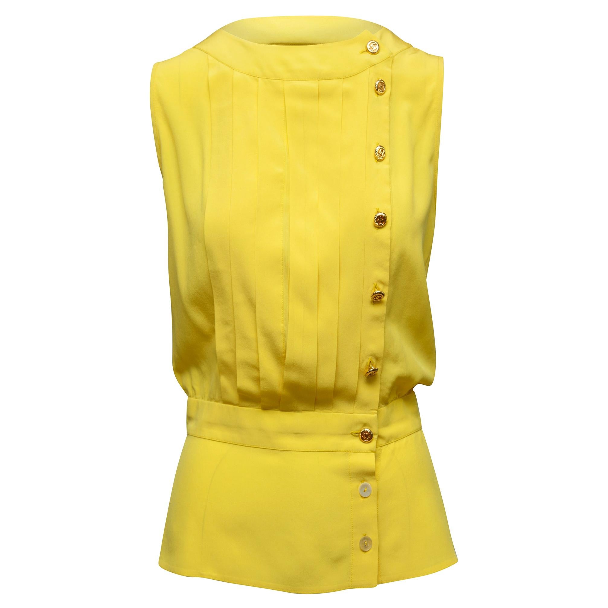 Chanel Boutique Yellow Sleeveless Top