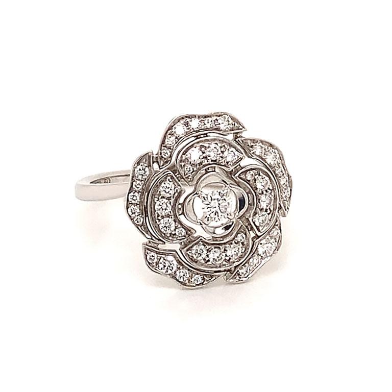 Chanel Bouton de Camélia Diamond Flower ring 18K White Gold at 1stDibs