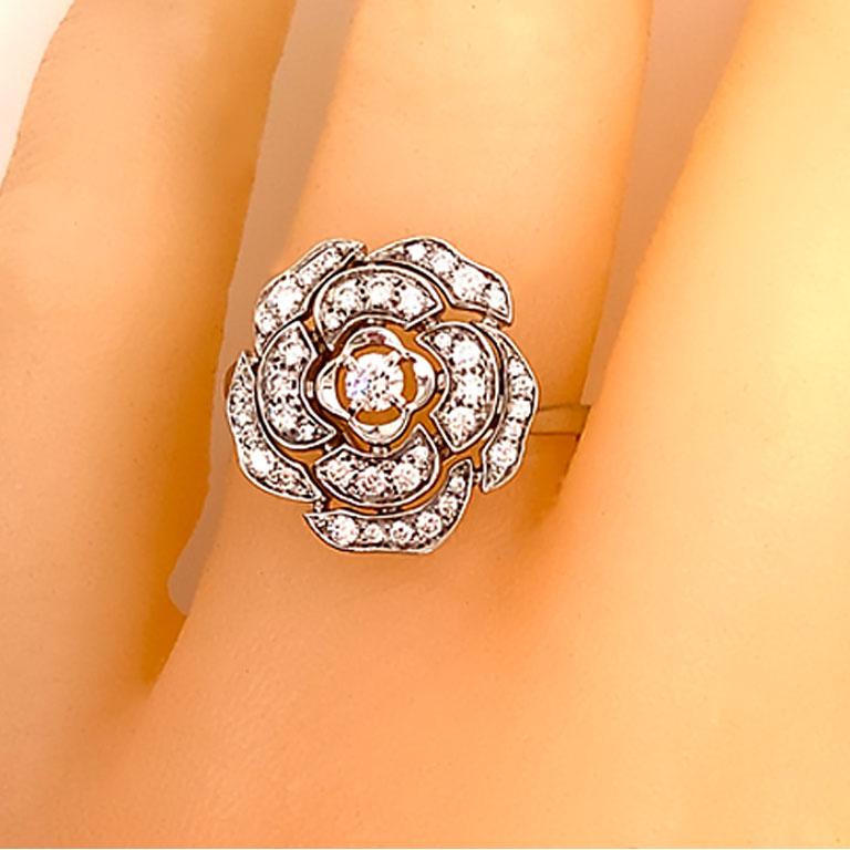 Chanel Bouton de Camélia Diamant Blumenring 18K Weißgold (Rundschliff)