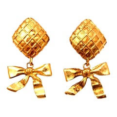 Chanel Bow Dangling Earrings