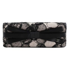 Chanel Bow Flap Clutch Lace and Satin