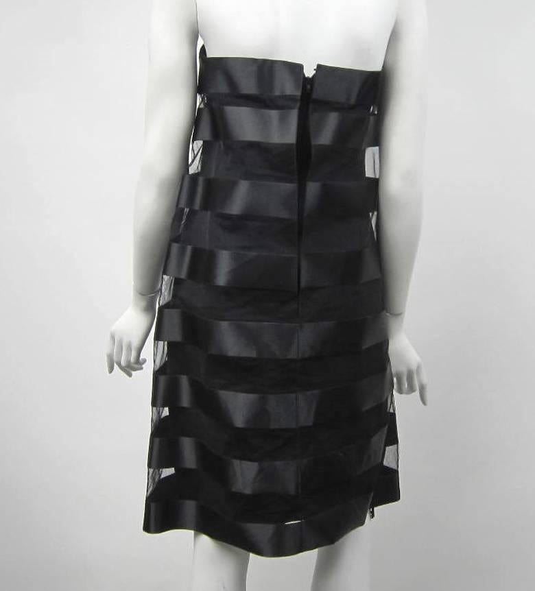 Chanel Bow Front Strapless Black Mini Baby doll Dress A Line - 38 XS 1
