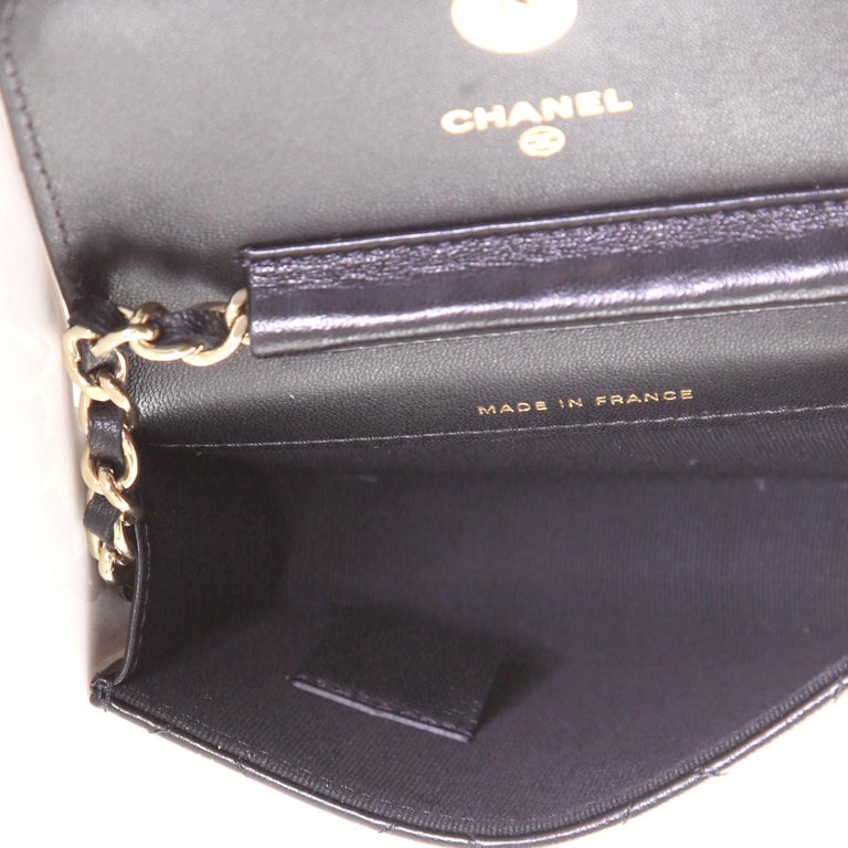 Chanel Bow Strap Card Holder on Chain Quilted Lambskin at 1stDibs