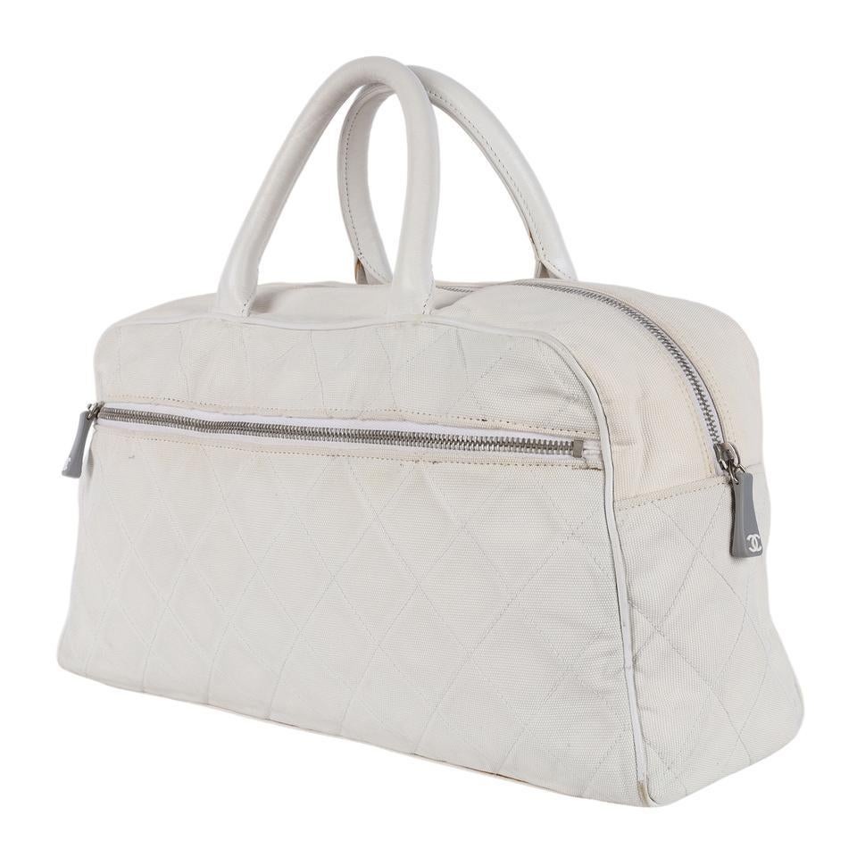 Chanel Bowler Travel Bag White Grey For Sale 5