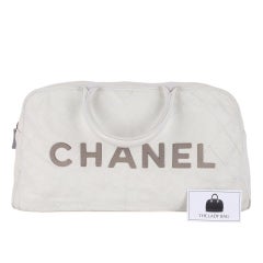 Chanel Bowler Travel Bag White Grey
