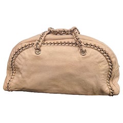 CHANEL Bowling Bag in Iridescent Beige Lambskin Leather