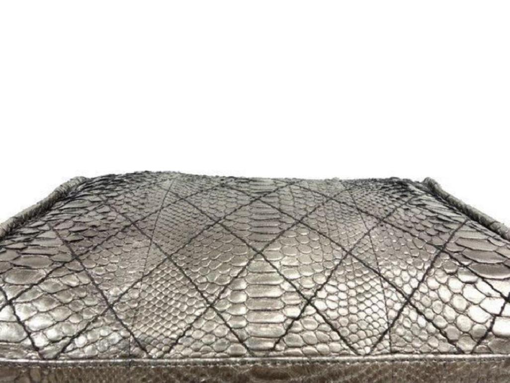 Chanel Bowling Bag (Ultra Rare) Metallic Chain Bowler 234207 Silver Python For Sale 5