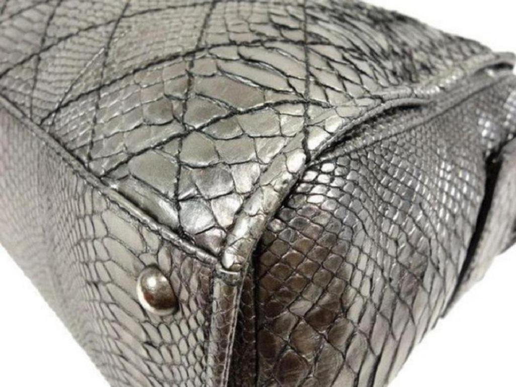 Chanel Bowling Bag (Ultra Rare) Metallic Chain Bowler 234207 Silver Python 6