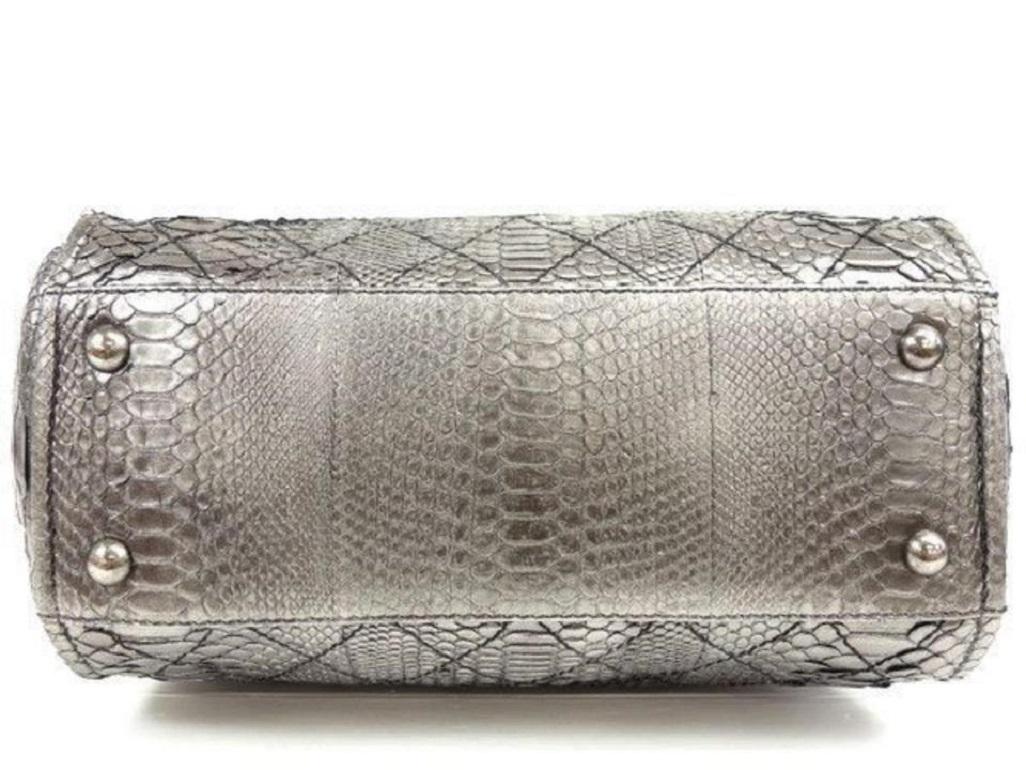 Chanel Bowling Bag (Ultra Rare) Metallic Chain Bowler 234207 Silver Python For Sale 2