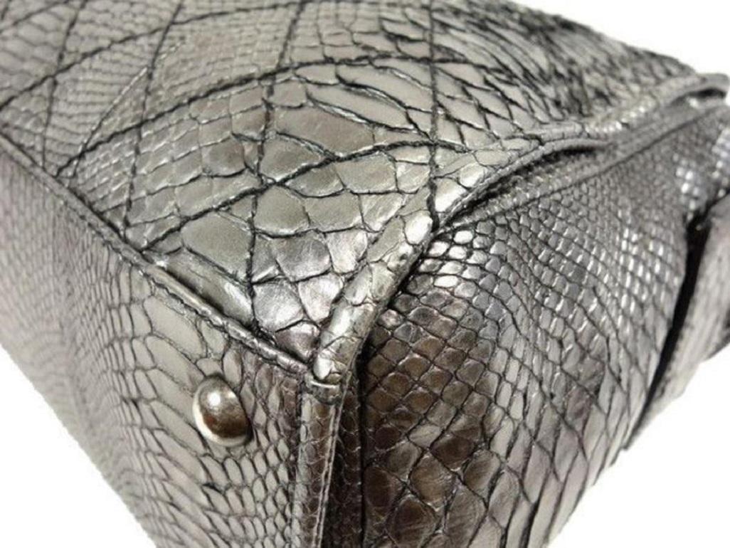 Chanel Bowling Bag (Ultra Rare) Metallic Chain Bowler 234207 Silver Python For Sale 3