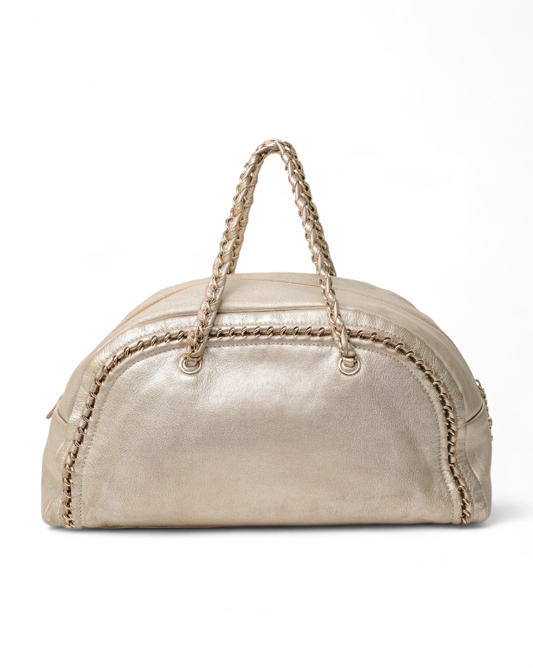 Chanel Bowling Metallic Gold Pelle Borsa a Mano 1