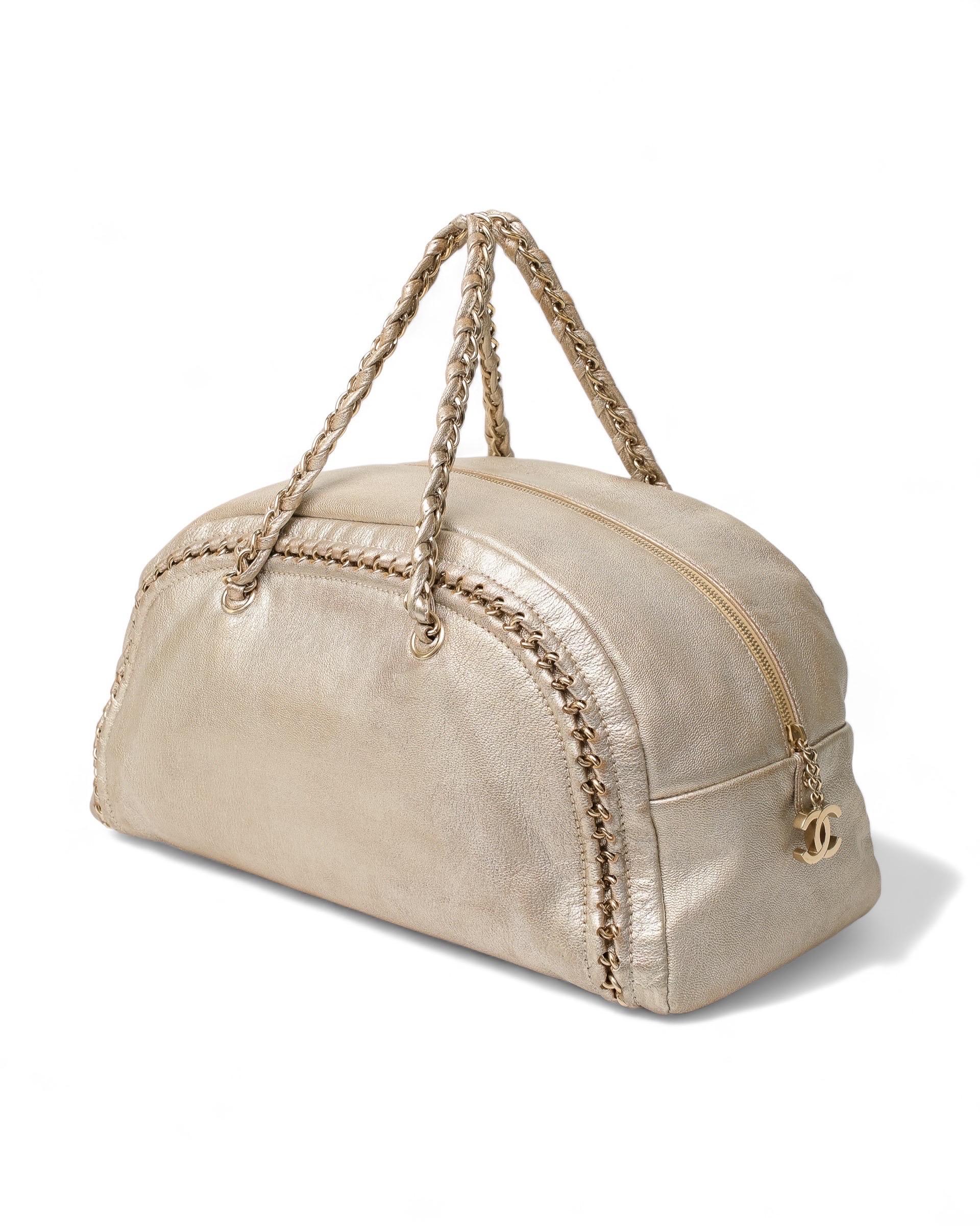 Chanel Bowling Metallic Gold Pelle Borsa a Mano 2