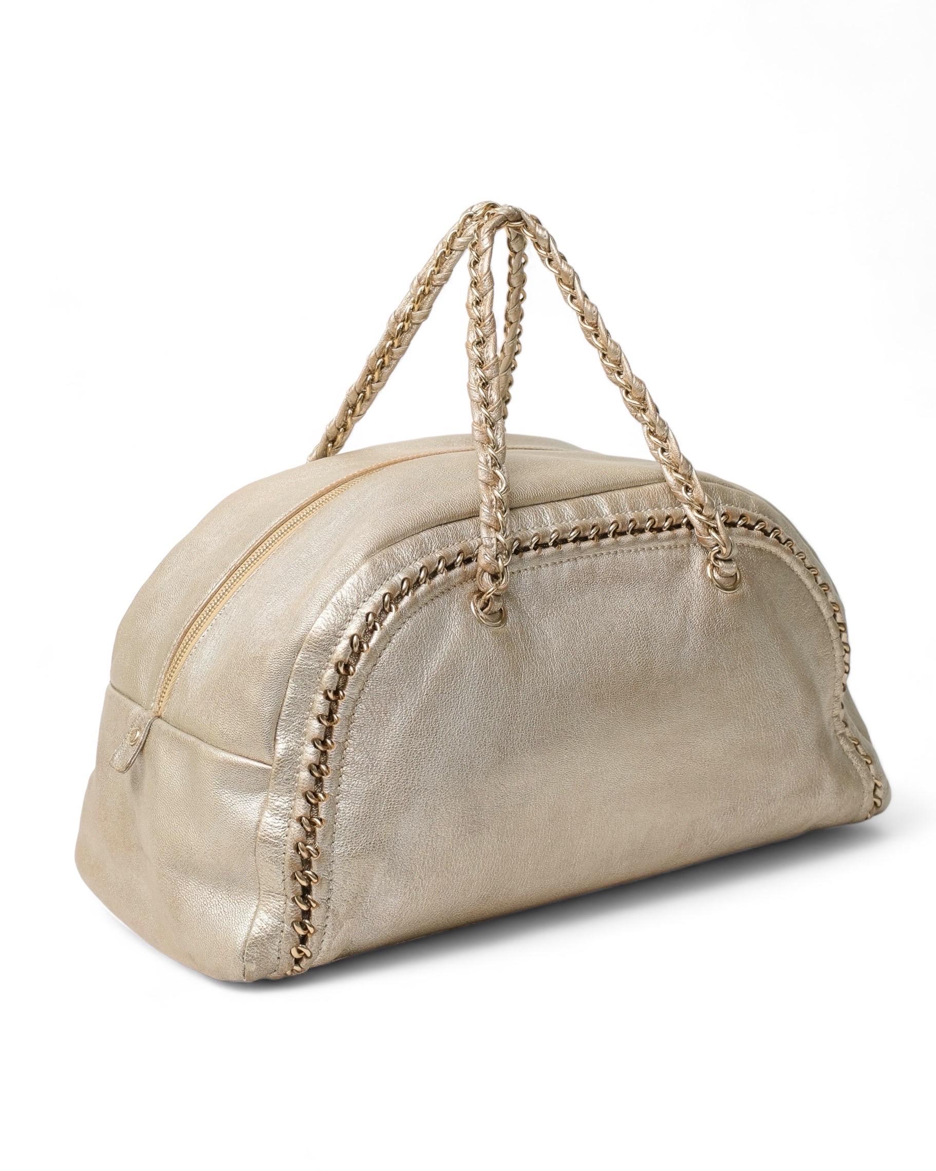 Chanel Bowling Metallic Gold Pelle Borsa a Mano 3