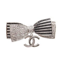 Chanel Bowtie Brooch with Dangle CC 