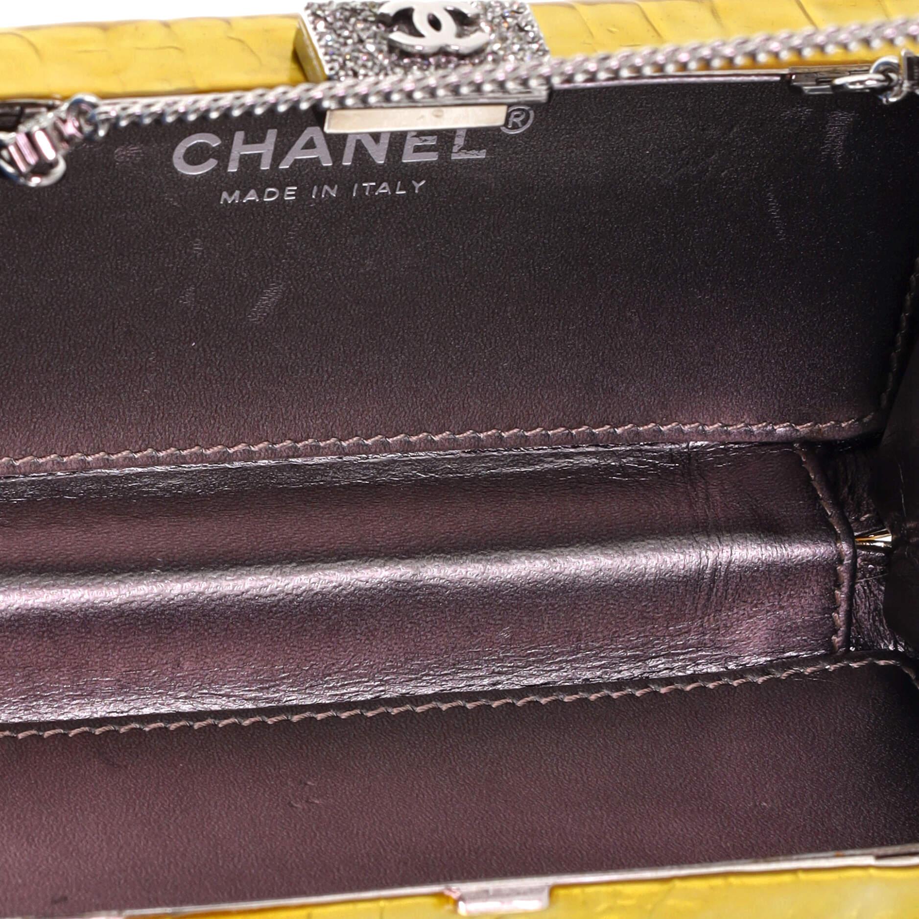 Chanel Box Chain Minaudiere Embellished Crocodile Embossed Patent Small 1