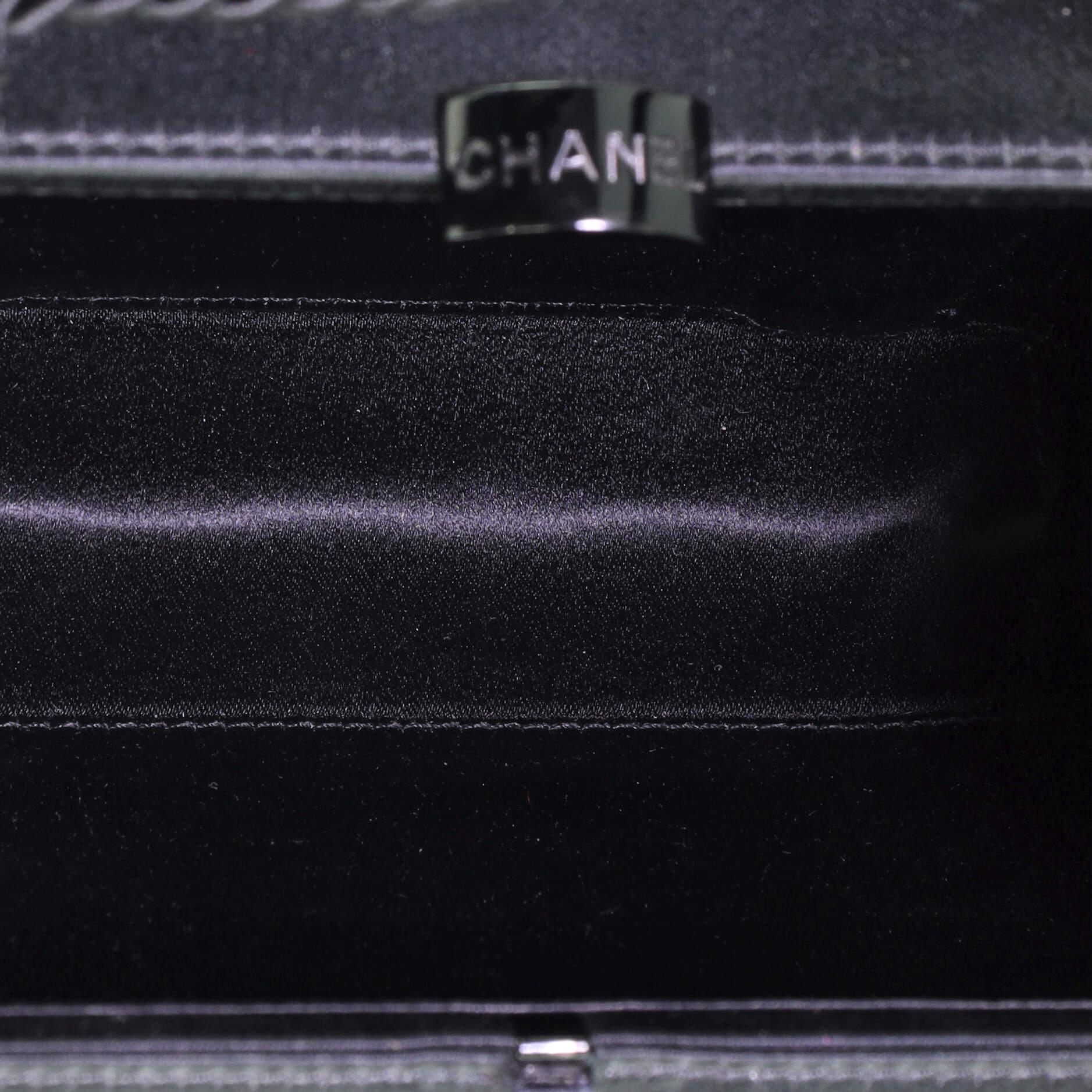 Chanel Box Frame Evening Bag Beaded Satin Small In Fair Condition In NY, NY
