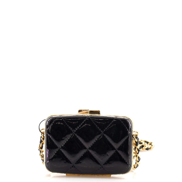 Chanel Box With Chain Quilted Patent Small For Sale at 1stDibs