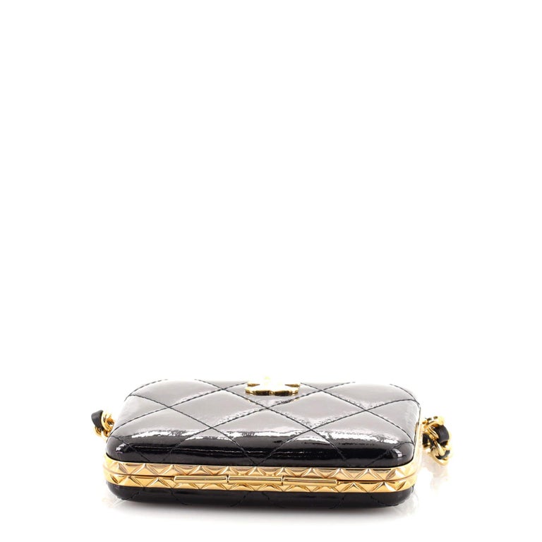 Chanel Box With Chain Quilted Patent Small For Sale at 1stDibs