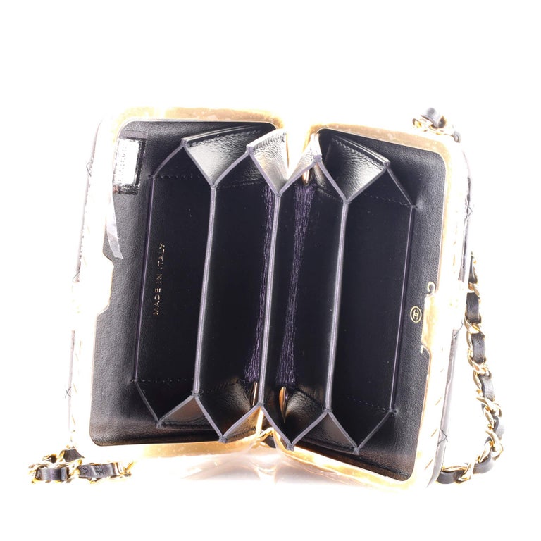 Chanel Box With Chain Quilted Patent Small For Sale at 1stDibs