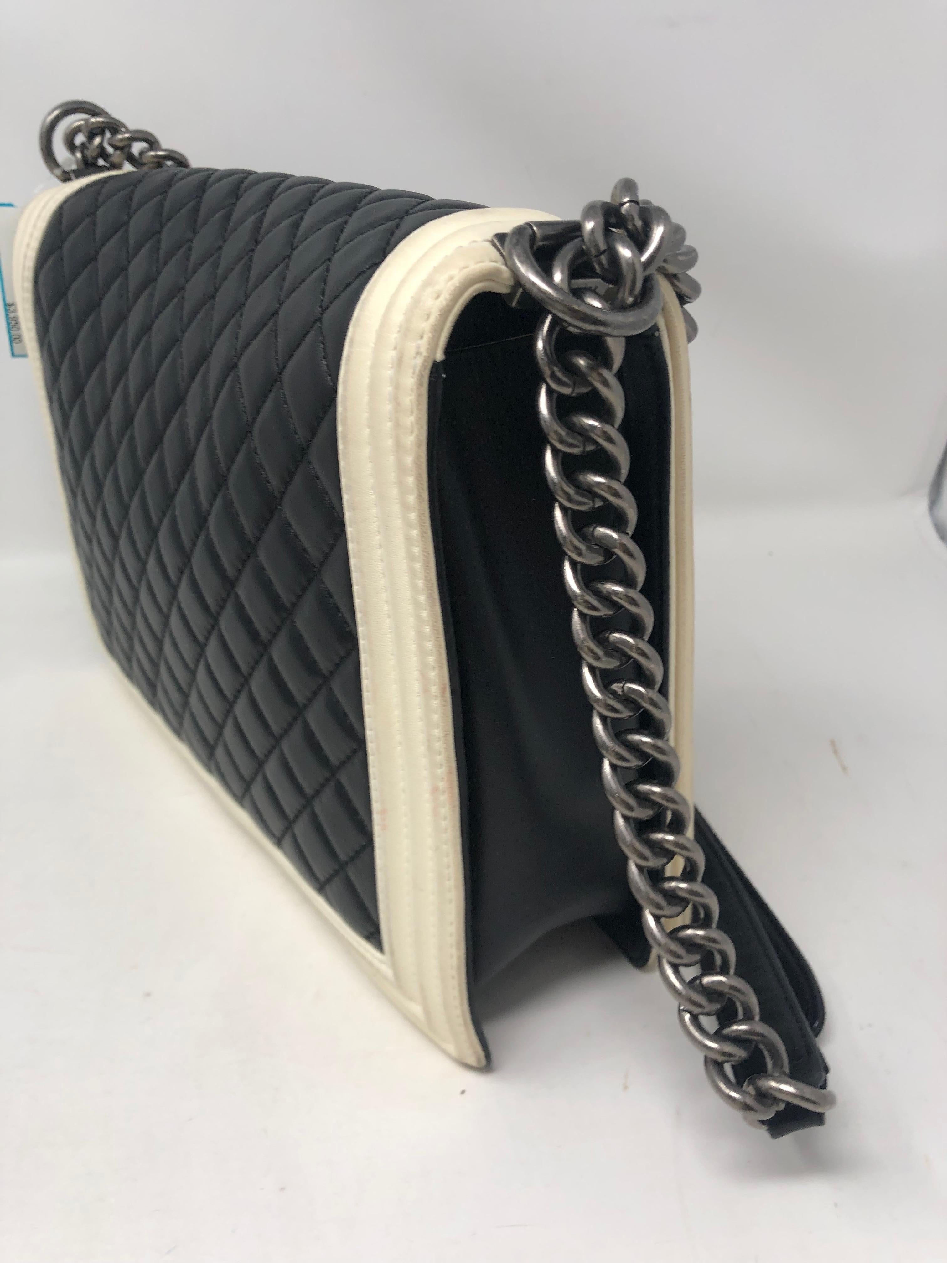black and white chanel boy bag