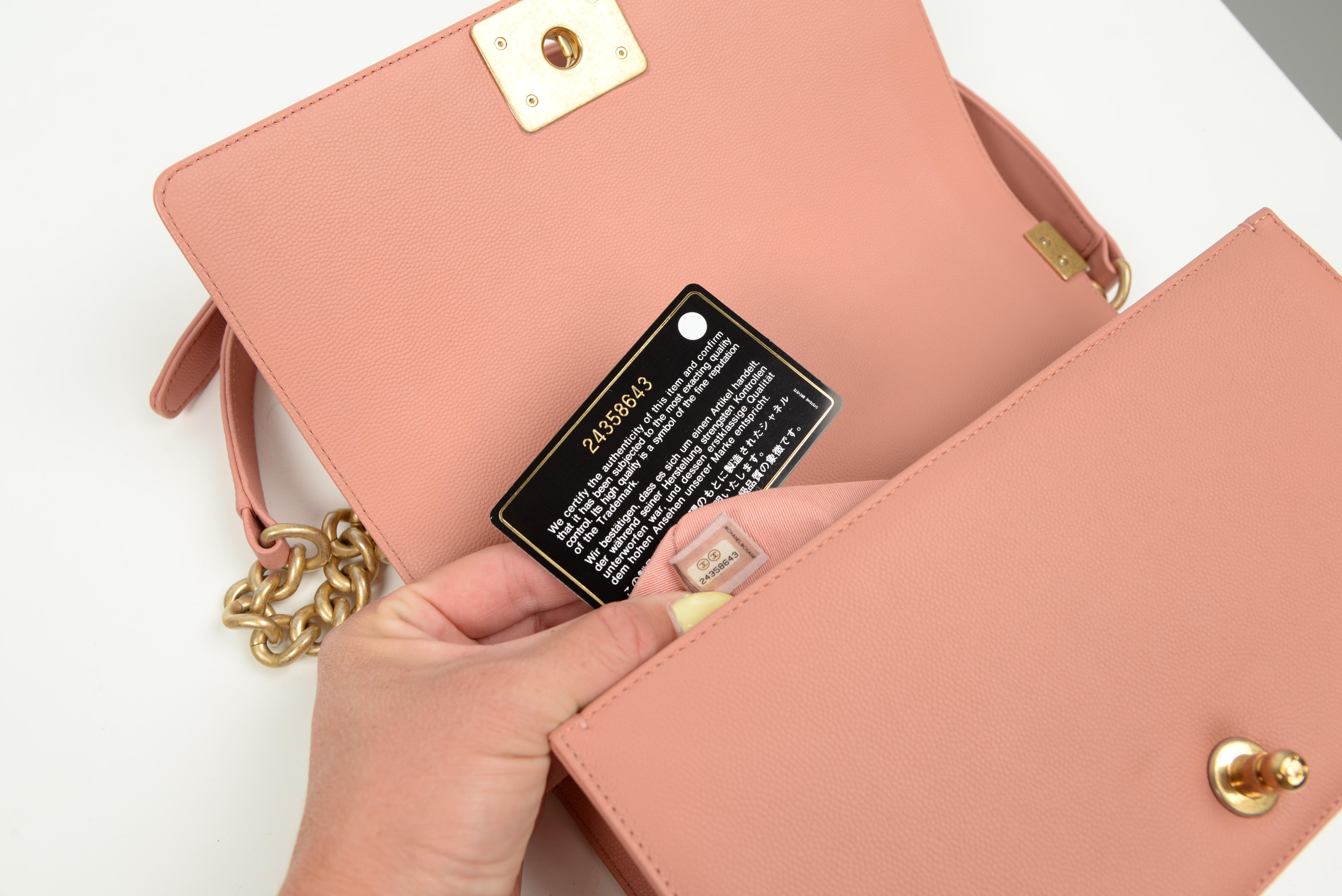 Chanel Boy Bag Medium Pink Lambksin Full-Set For Sale 8