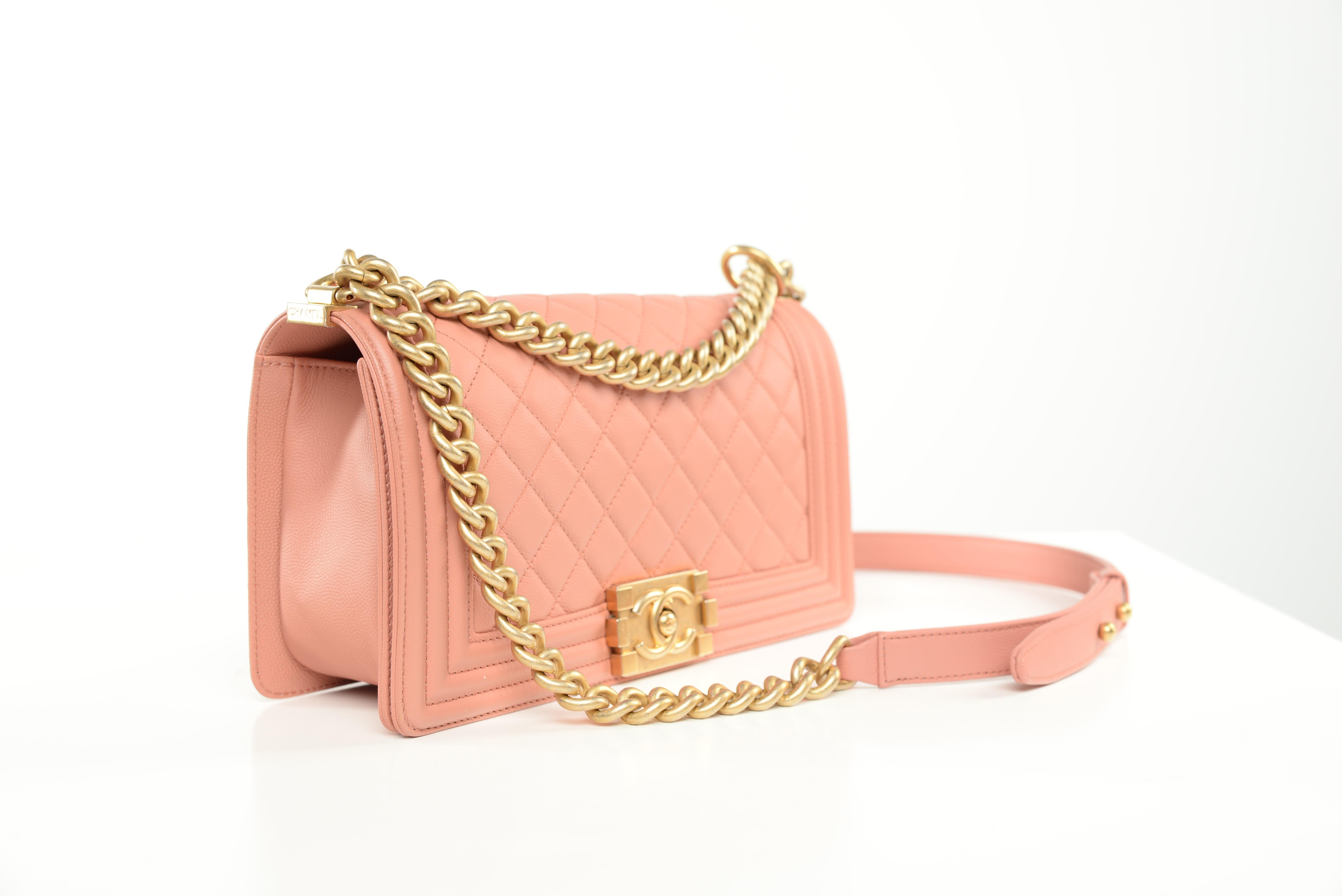 Chanel Boy Bag Medium Pink Lambksin Full-Set For Sale 1