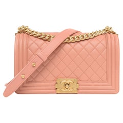 Chanel Boy Bag Medium Pink Lambksin Full-Set