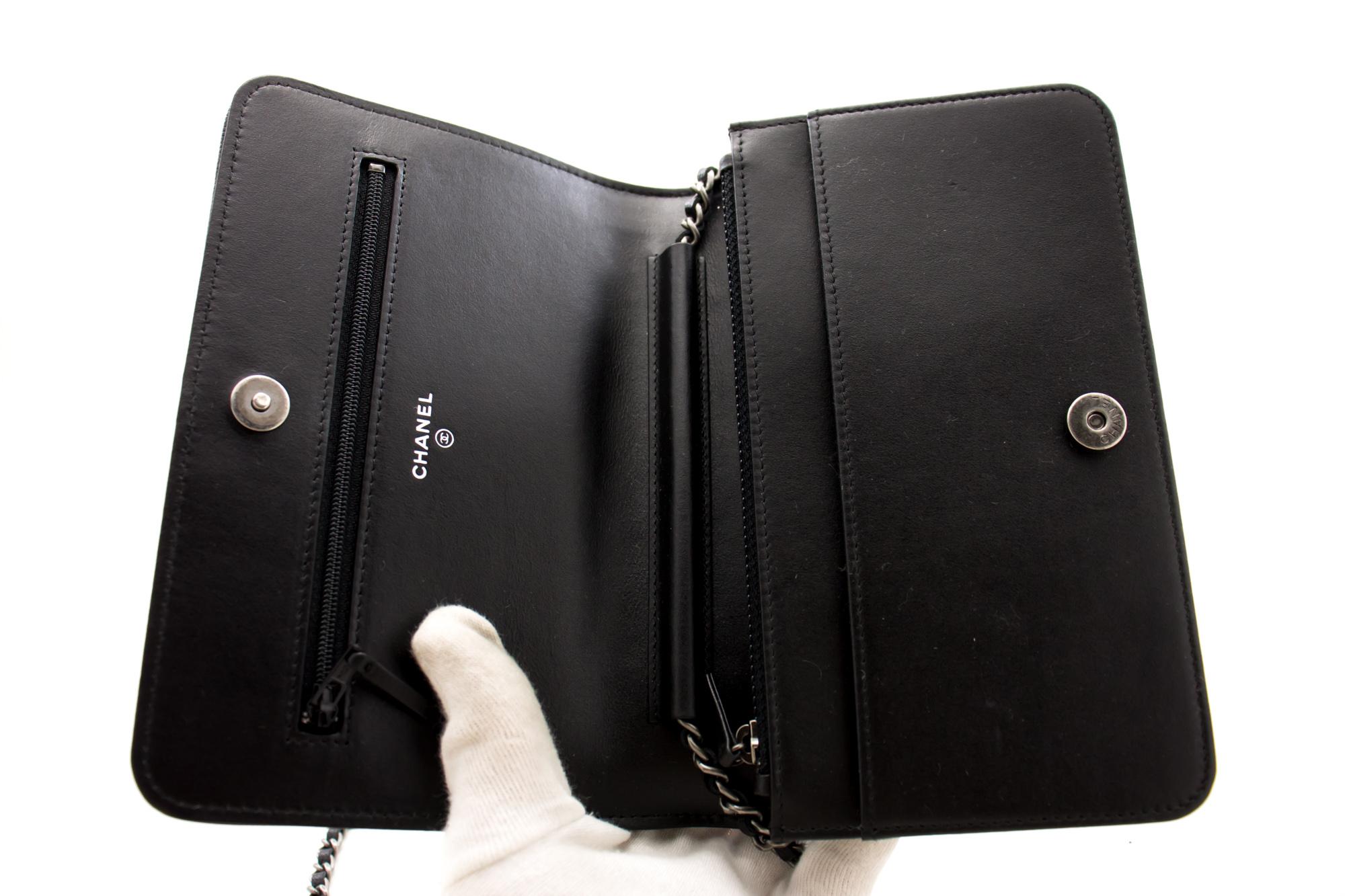 CHANEL Boy Black Caviar Flap WOC Wallet On Chain Shoulder Bag 3