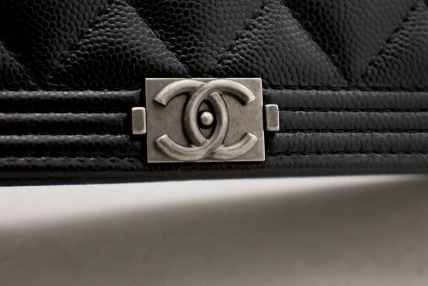 CHANEL Boy Black Caviar Flap WOC Wallet On Chain Shoulder Bag 5