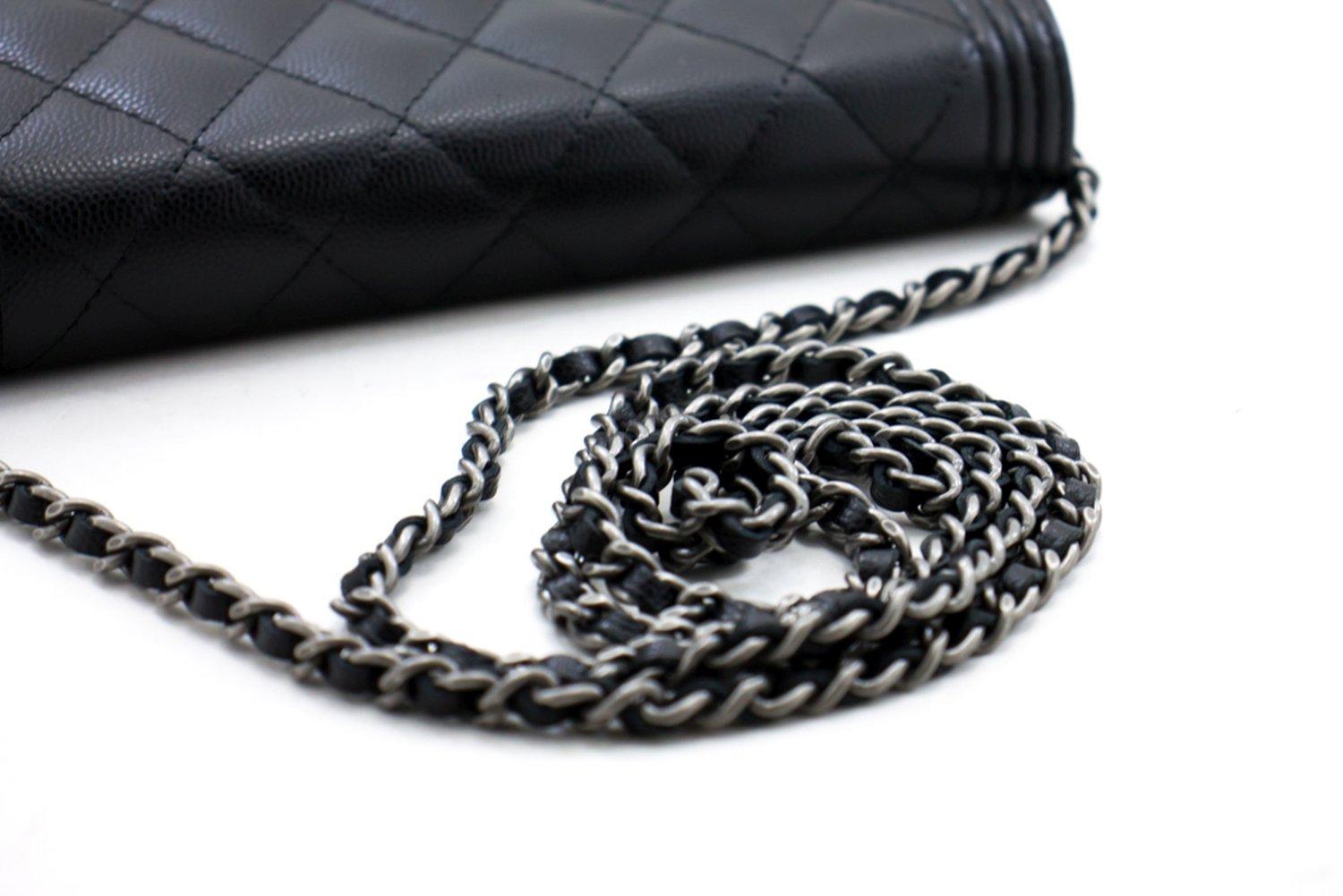 CHANEL Boy Black Caviar Flap WOC Wallet On Chain Shoulder Bag 6