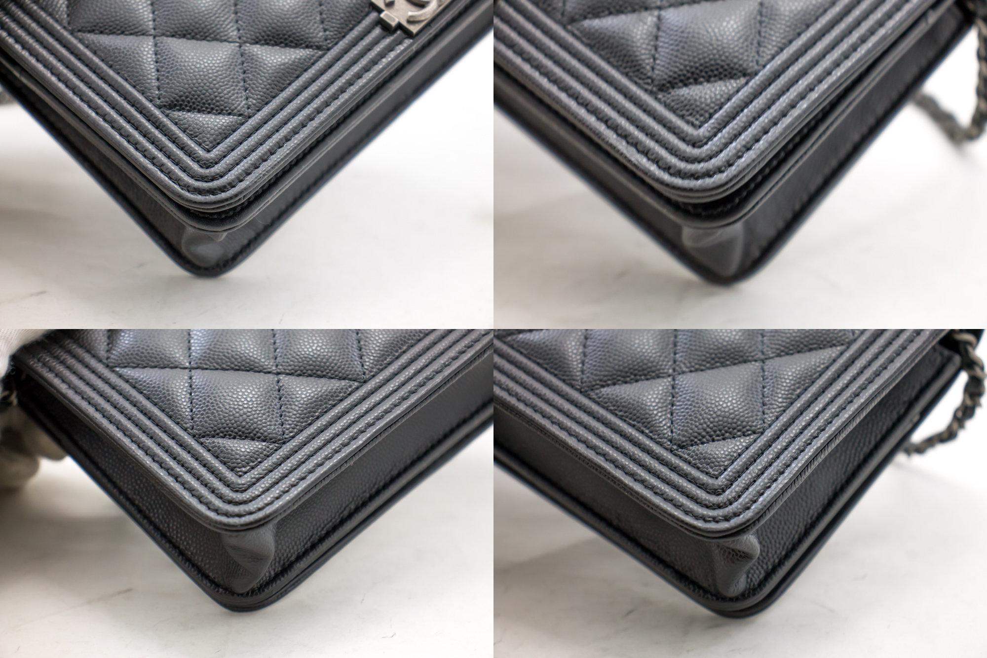 CHANEL Boy Black Caviar Flap WOC Wallet On Chain Shoulder Bag In Excellent Condition In Takamatsu-shi, JP
