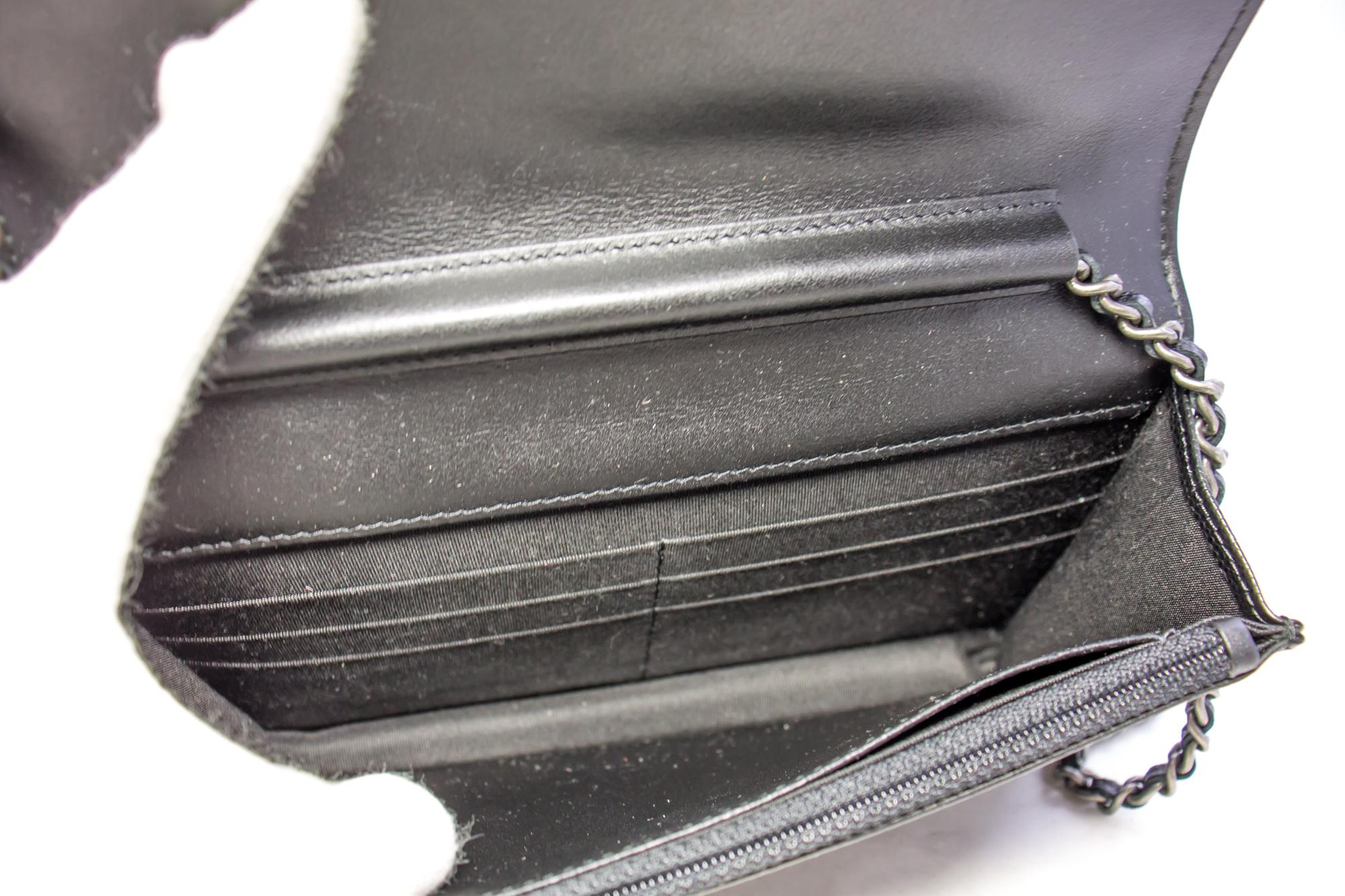 CHANEL Boy Black Caviar Flap WOC Wallet On Chain Shoulder Bag 2