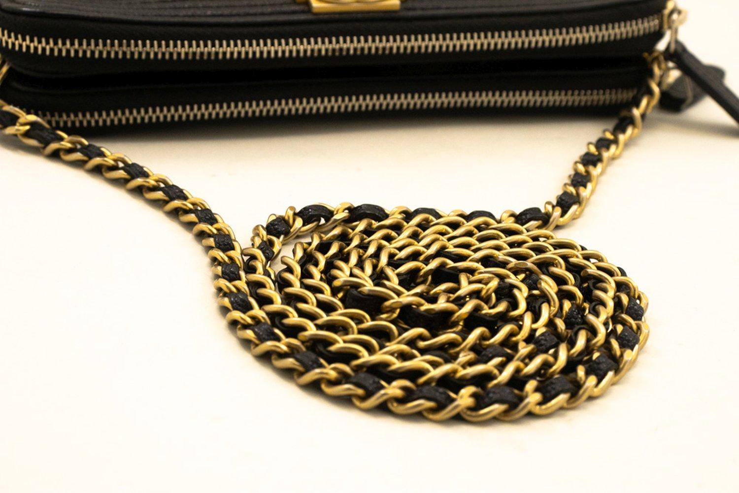 CHANEL Boy Black Caviar WOC Wallet On Chain Double Zip Shoulder For Sale 9