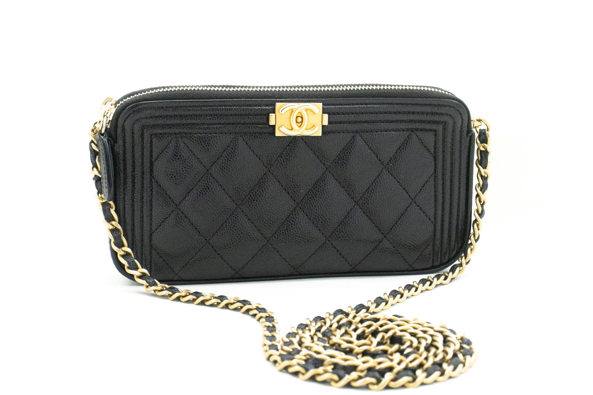 An authentic CHANEL Boy Black Caviar Wallet On Chain WOC Double Zip Shoulder. The color is Black. The outside material is Leather. The pattern is Solid. This item is Contemporary. The year of manufacture would be 2017.
Conditions & Ratings
Outside