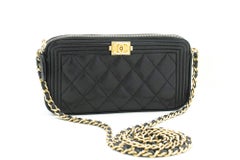 CHANEL Boy Black Caviar WOC Wallet On Chain Double Zip Shoulder