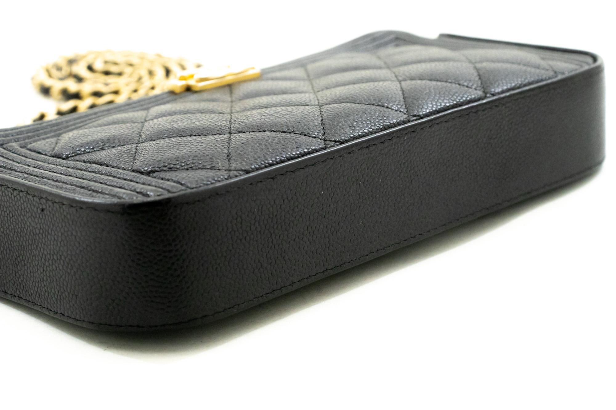 Women's CHANEL Boy Black Caviar WOC Wallet On Chain Double Zip Shoulder For Sale