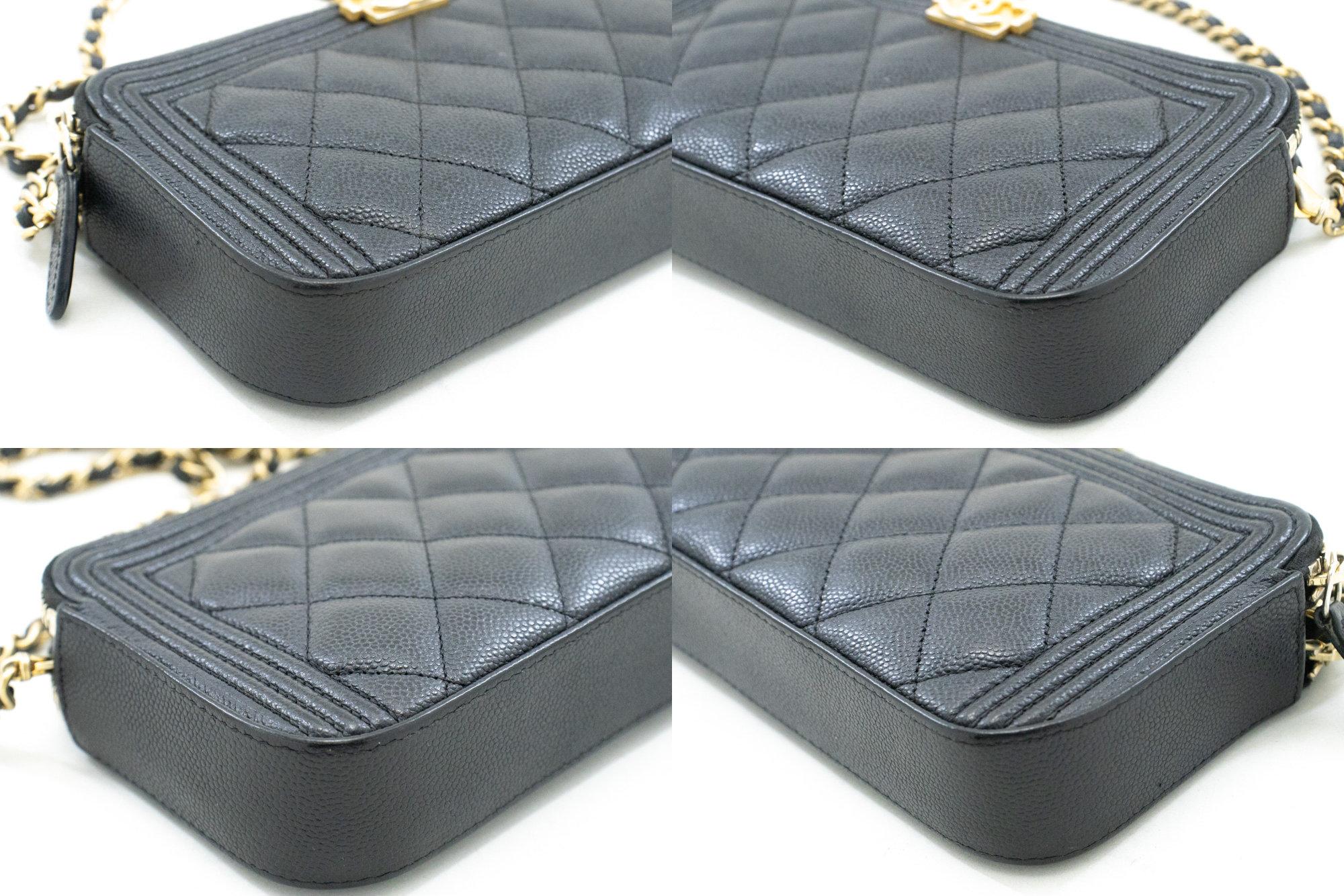 CHANEL Boy Black Caviar WOC Wallet On Chain Double Zip Shoulder For Sale 2