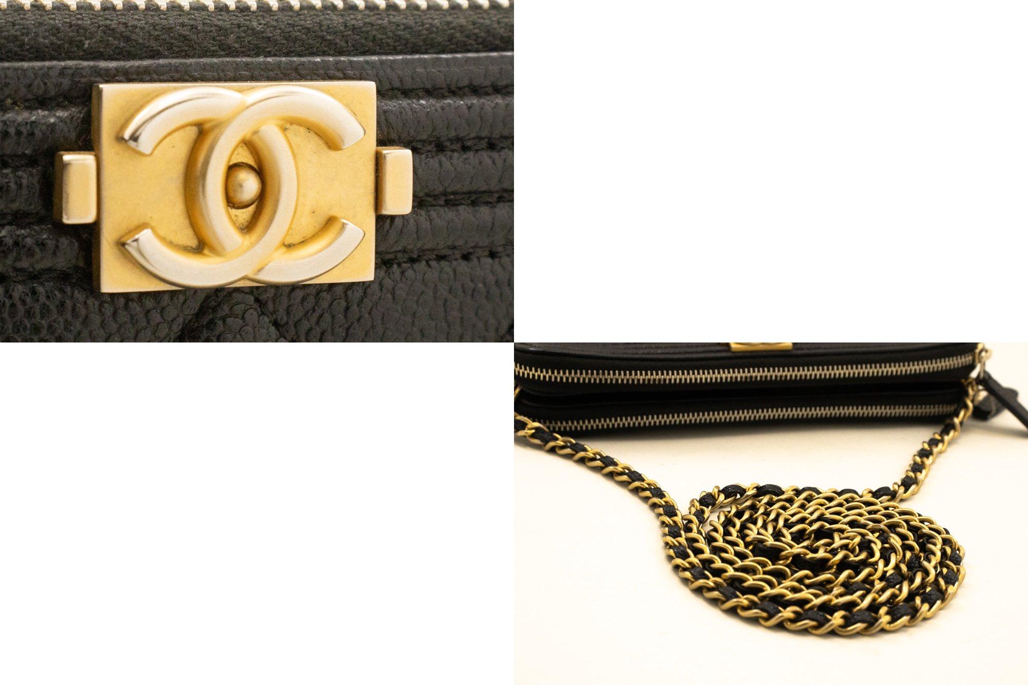 CHANEL Boy Black Caviar WOC Wallet On Chain Double Zip Shoulder For Sale 3