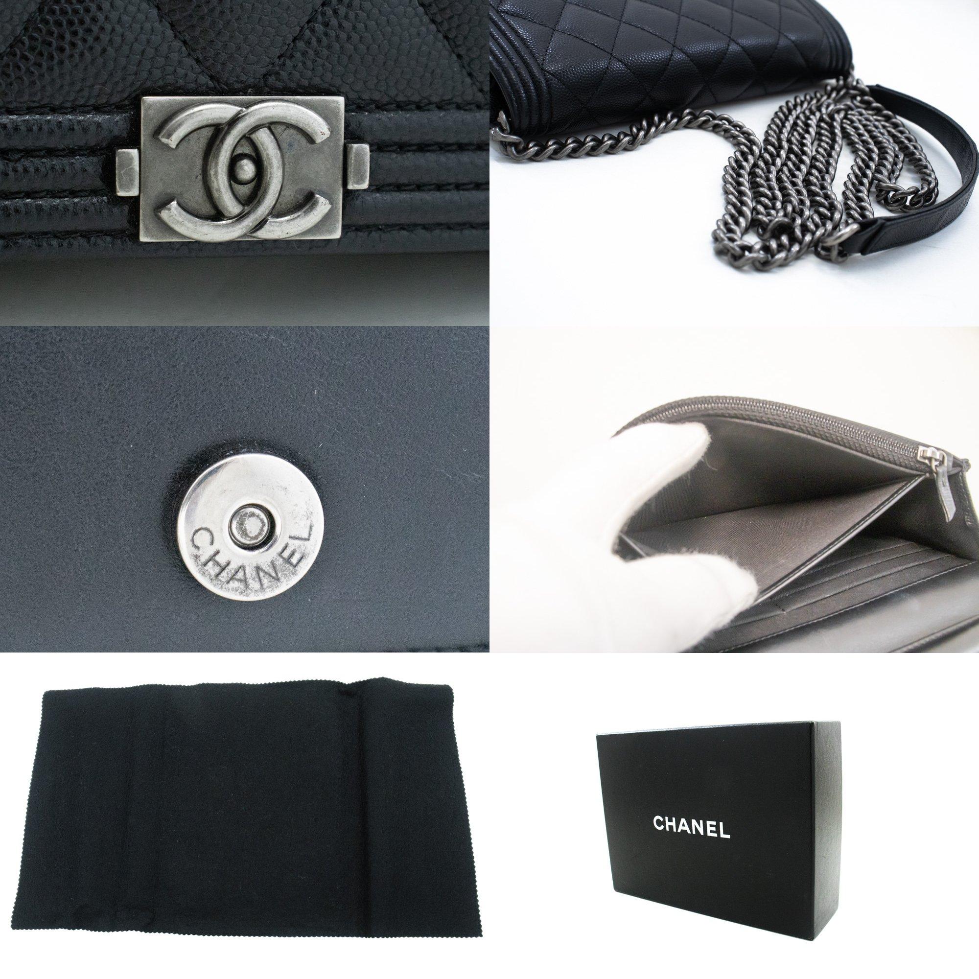CHANEL Boy Black Caviar WOC Wallet On Chain Flap Shoulder Bag SV 3