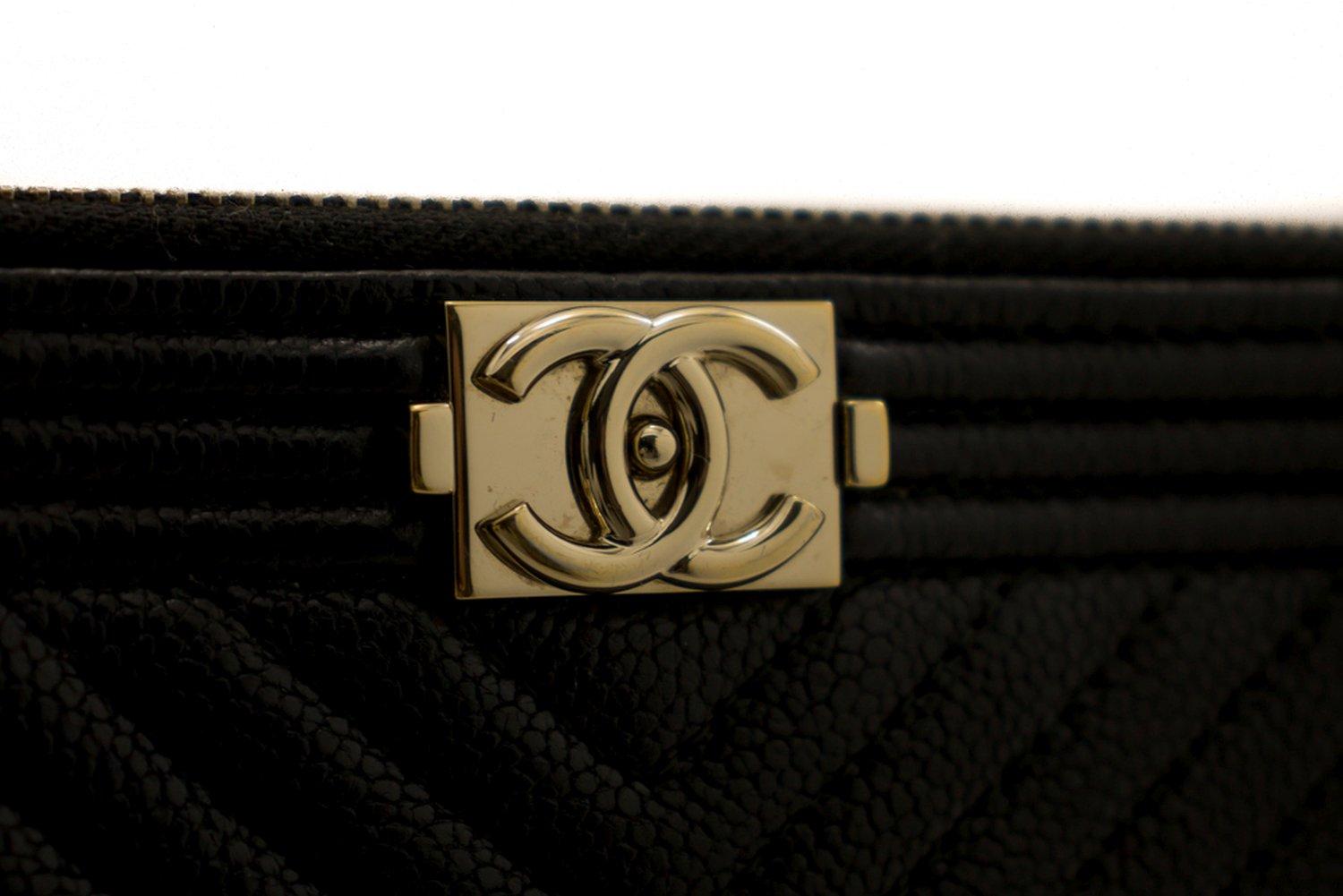CHANEL Boy Black Caviar WOC Wallet On Chain Zipper Shoulder Bag 7