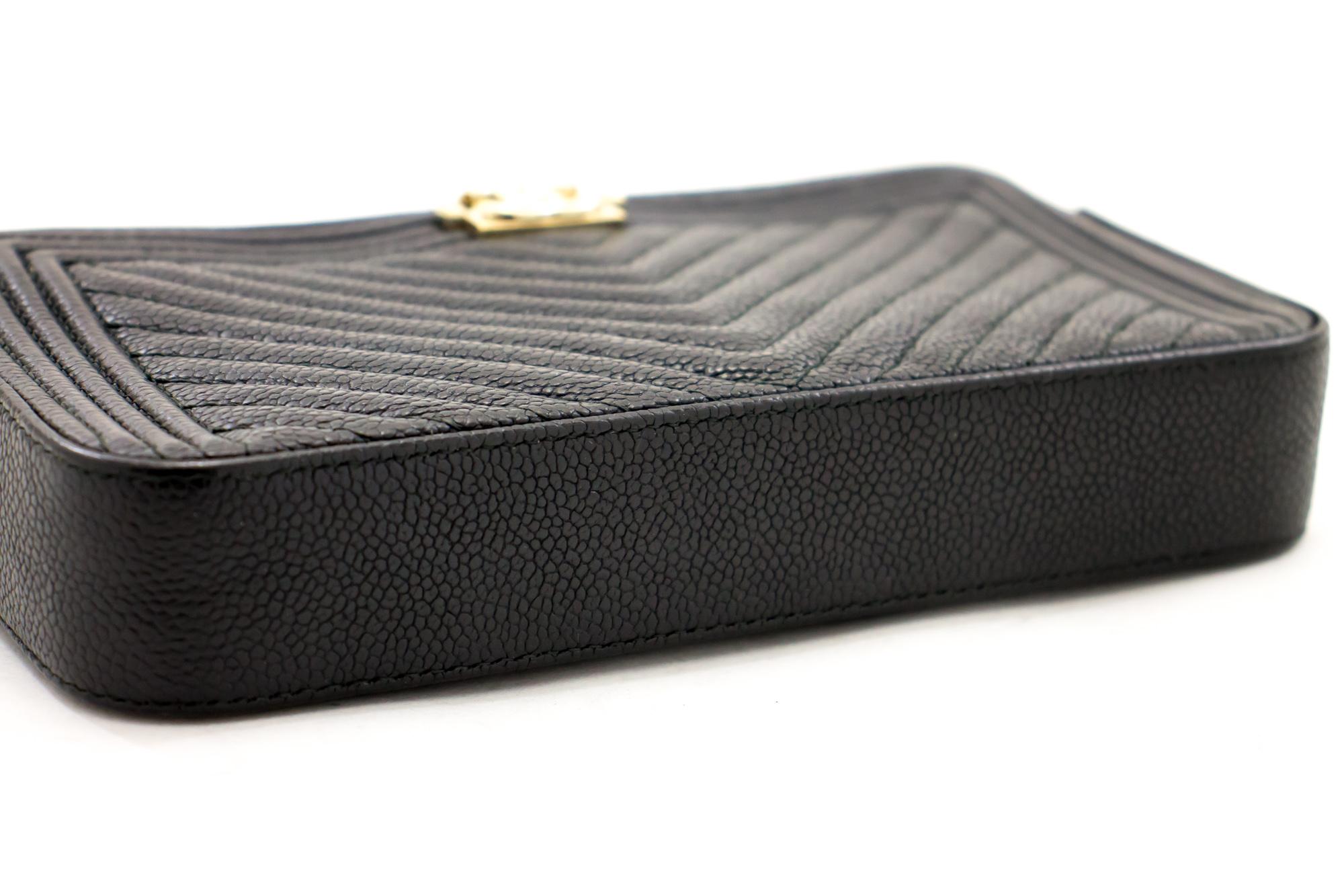CHANEL Boy Black Caviar WOC Wallet On Chain Zipper Shoulder Bag In Good Condition In Takamatsu-shi, JP