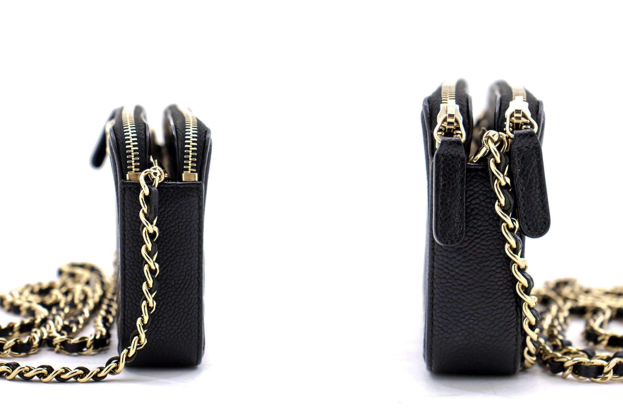 Women's CHANEL Boy Black Caviar WOC Wallet On Chain Zipper Shoulder Bag