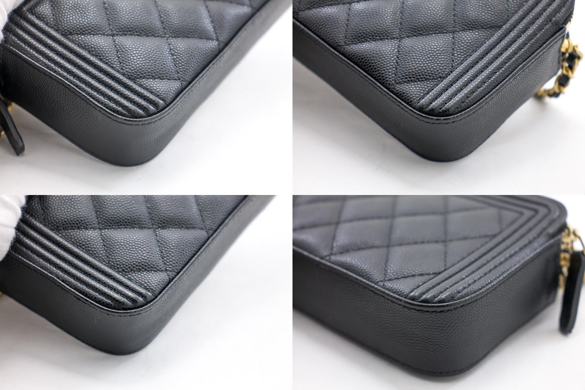CHANEL Boy Black Caviar WOC Wallet On Chain Zipper Shoulder Bag In Excellent Condition For Sale In Takamatsu-shi, JP