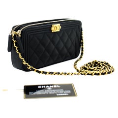 CHANEL Boy Black Caviar WOC Wallet On Chain Zipper Shoulder Bag