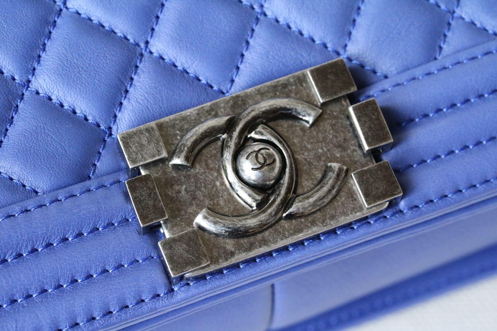 Chanel Boy Blue Large Flap Quilted Grained Calfskin Bag  1